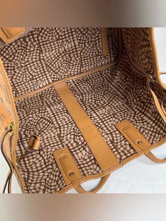 MCM Liz Large Reversible Visetos Brown Cognac Shopper Tote Bag - Picture 8 of 16